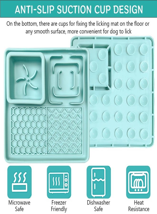 Qpets® Lick Pad for Dog Cat, 7.8'' Food-Grade Silicone Dog Slow Feeding Mat for Wet/Dry Food, 4 Patterns Lick Pad Mats with Suction Cups During Eating, Bathing, Training, Grooming (19.8*19.8*1.4CM) - Image 4
